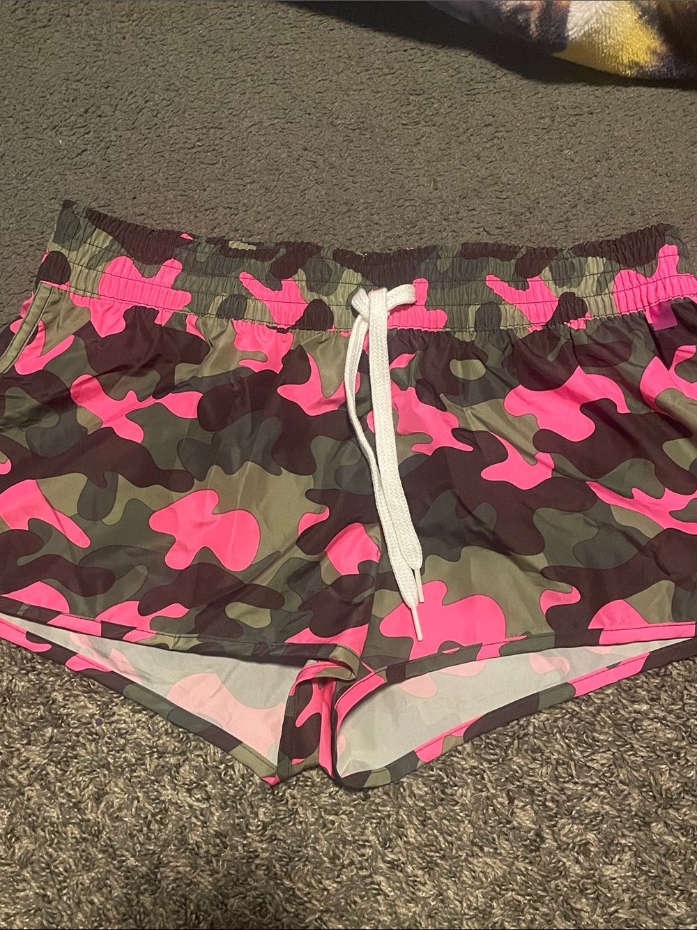 OP Pink and Olive Camo Athletic Drawstring Shorts
